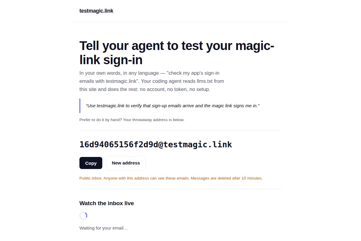 testmagic.link screenshot