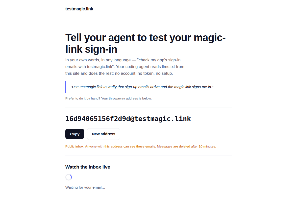 testmagic.link screenshot