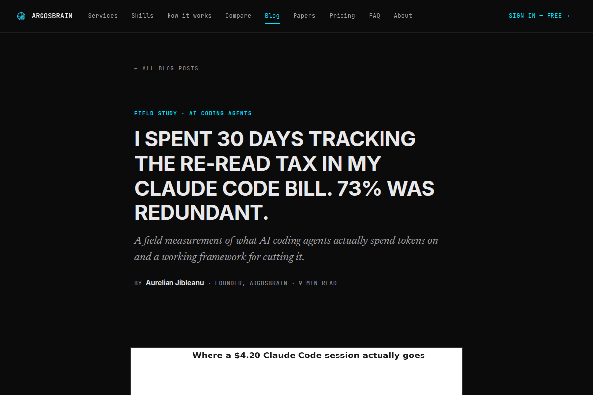 The Re-Read Tax: 73% of Claude Code Tokens Are Redundant screenshot