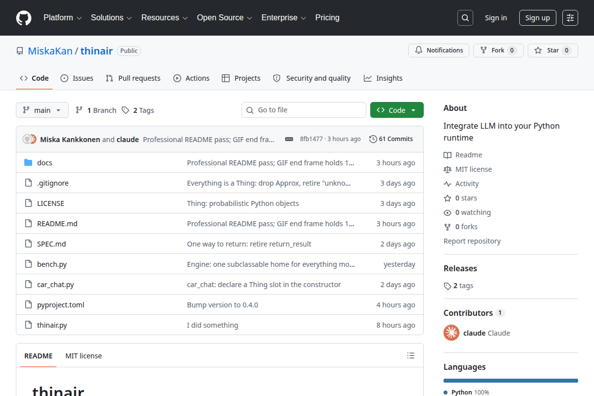thinair screenshot