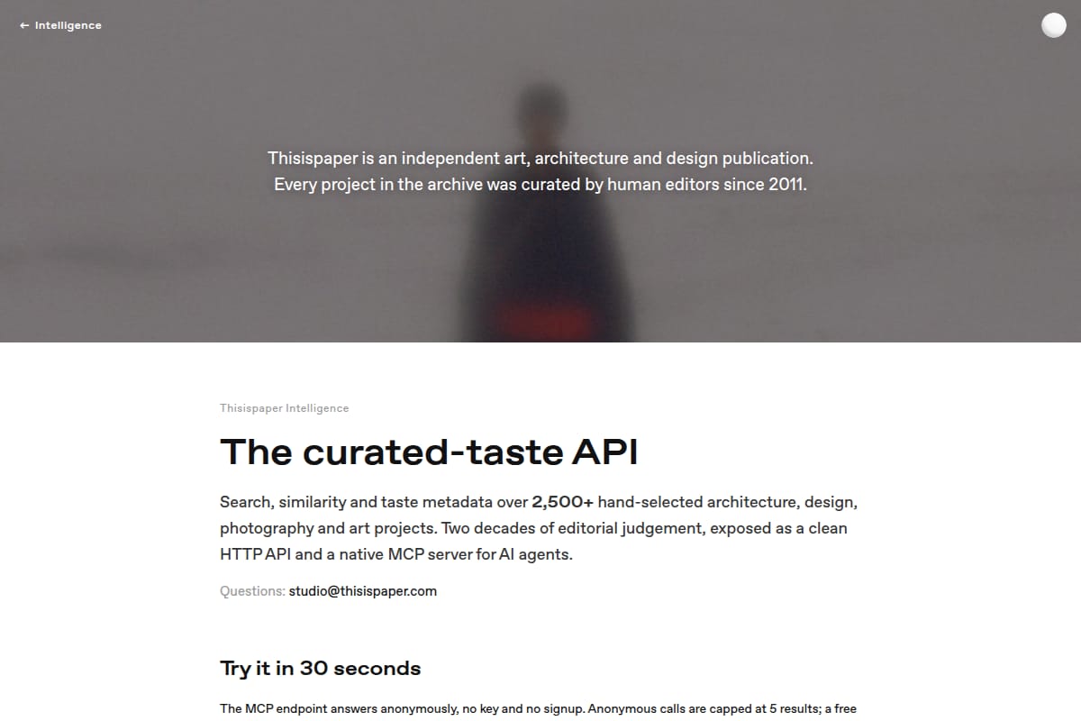 Thisispaper Intelligence API screenshot