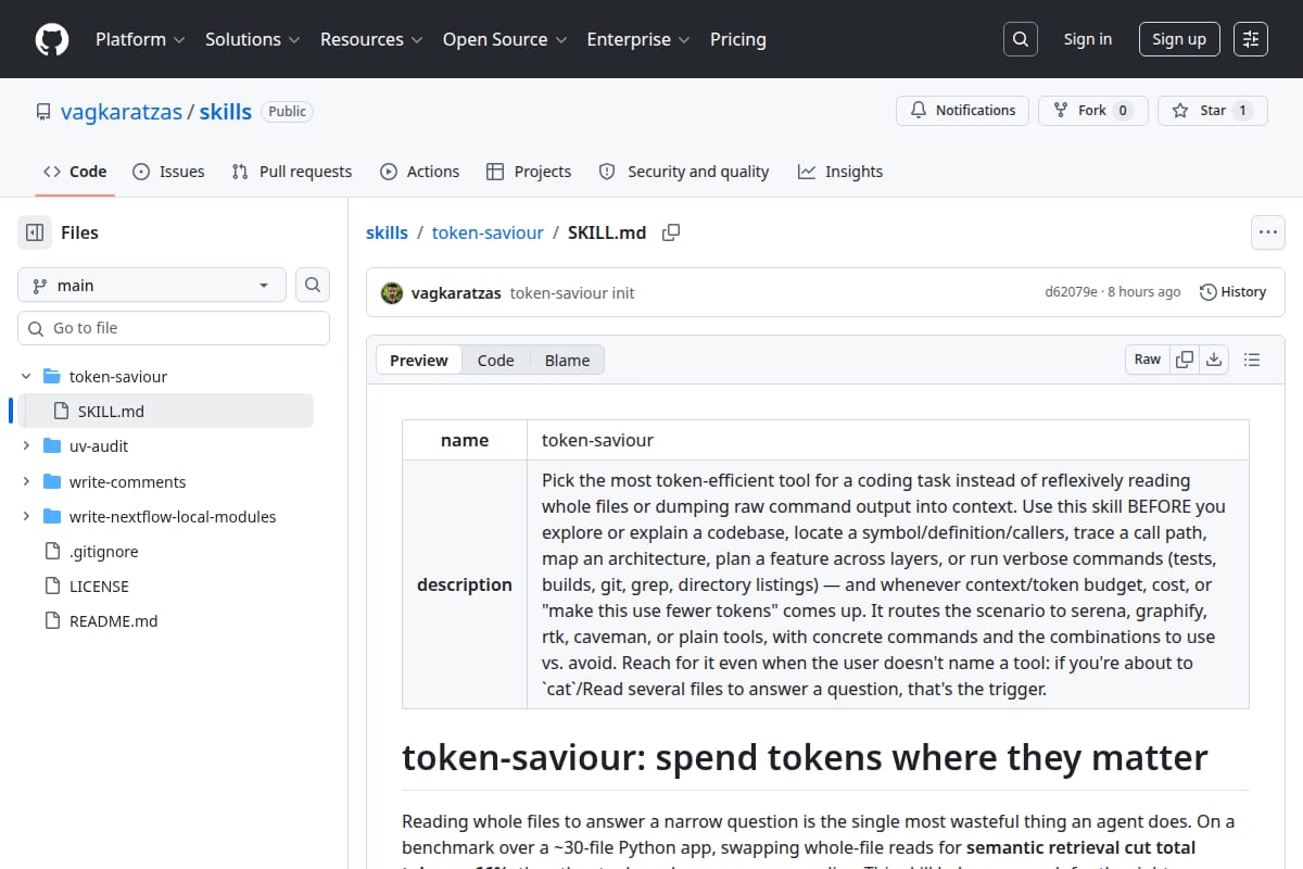 Token-saviour screenshot