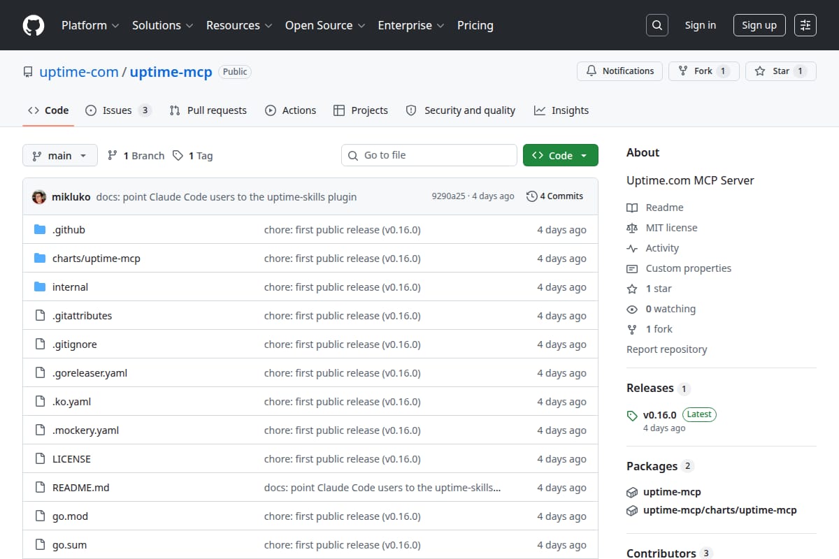 Uptime.com New MCP screenshot