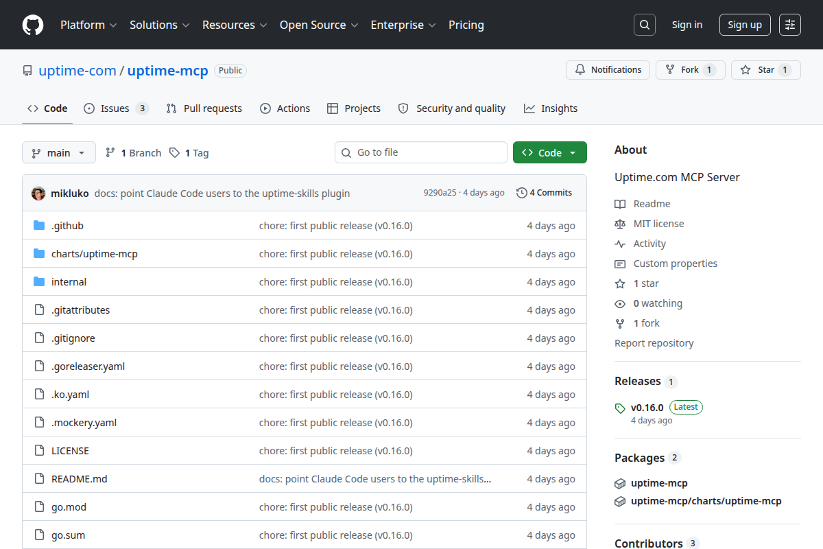 Uptime.com New MCP screenshot