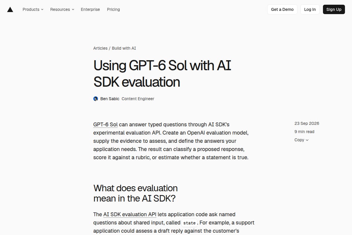 Using GPT-6 Sol with AI SDK evaluation thumbnail