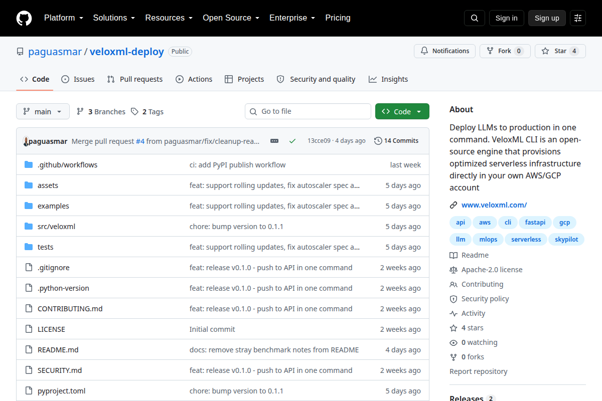 VeloxML Deploy screenshot