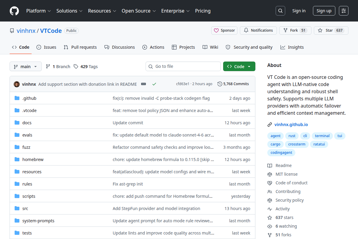 VT Code screenshot