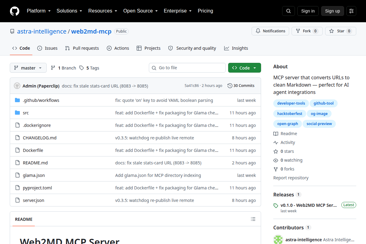 Web2MD MCP screenshot
