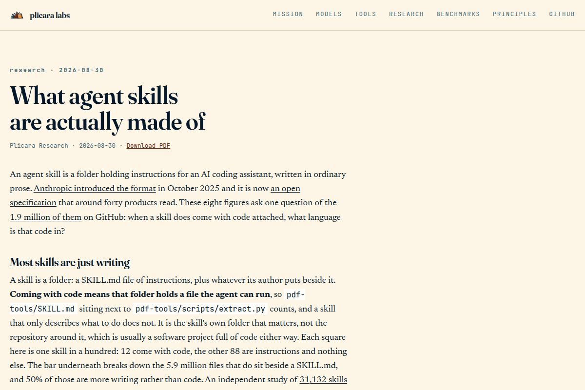 What agent skills are made of: programming languages screenshot