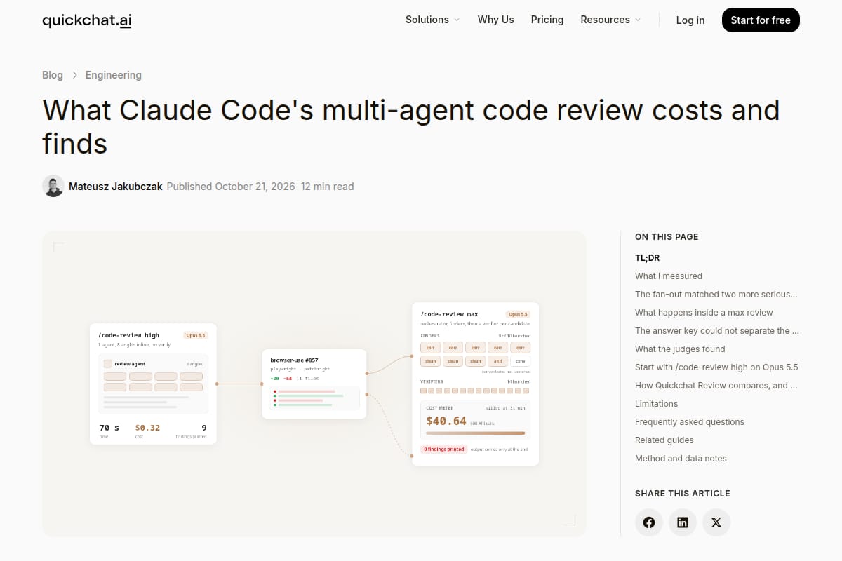 What Claude Code's multi-agent code review costs and finds thumbnail